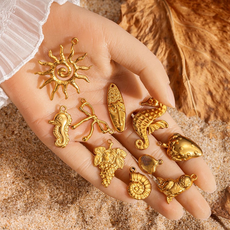 Taina Stainless Steel Diy Jewelry Accessories Versatile Niche Electroplated 18K Gold Pendant Pendant For Women - Image 5